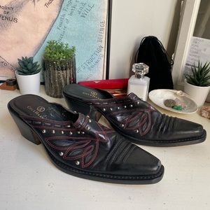 Cole Haan Pointed Toe Cowboy Slide Mules